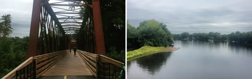 Rail bridge and water in Northampton MA